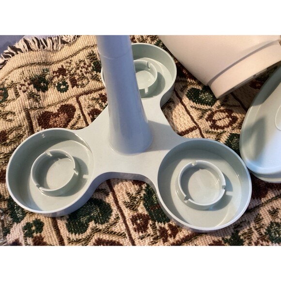 Vintage Tupperware Light Blue Condiment Caddy with 3 Cups & Lids #757-4 USA Made - Picture 8 of 11